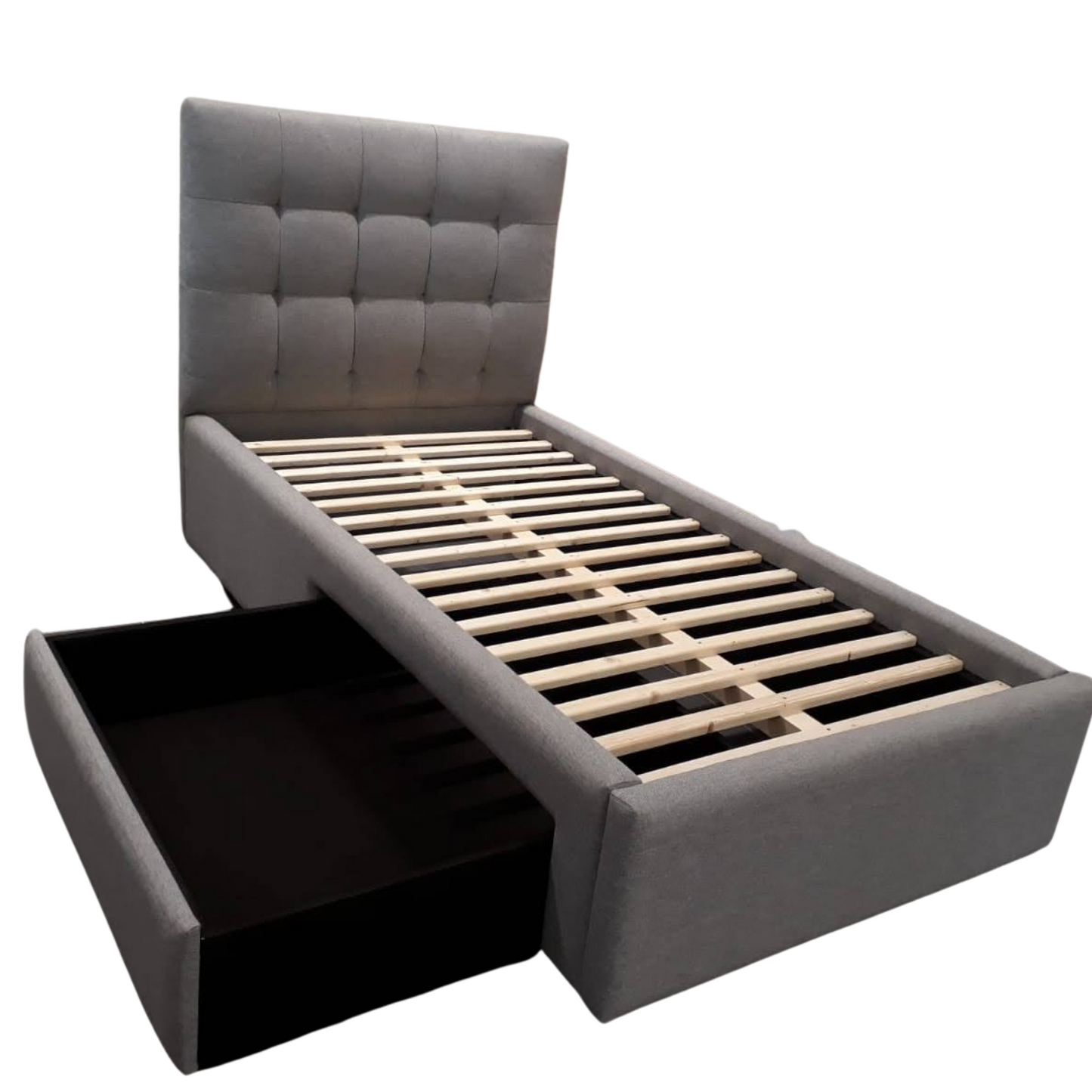 'Loft' Tufted Single Storage Bed