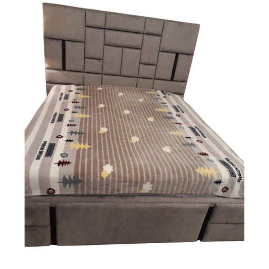 The 'Nexus' Geometric Upholstered Storage Bed
