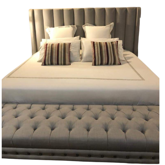 'Avenue' Channel Tufted Bed with Diamond Tufted Bench
