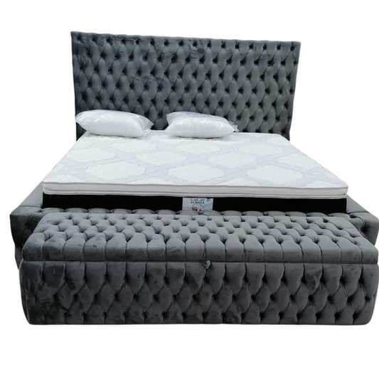 The 'Regent' Tufted Storage Bed with Bench